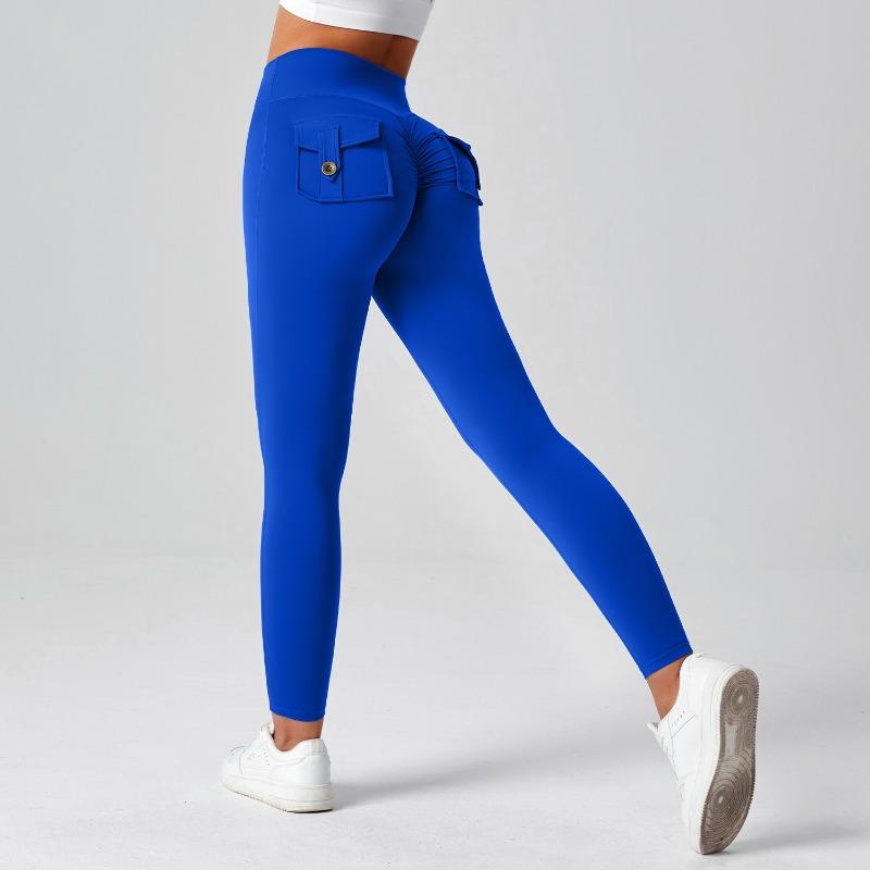Tooling Hip Lift Yoga Pants High Waist Pocket Sports Fitness Pants Women's Nude High Elastic Running Quick Drying Sports Leggings