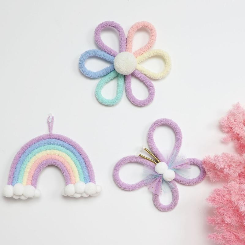 Handwovens Rainbows Butterfly Flowers Wall Decoration Nursery Bohemians Home Decoration For Children Playroom