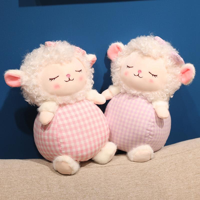 1526Cm Sweet Lamb Plush Toy Stuffed Eyes Closed Cartoon Animal White Sheep Yellow Pink Purple Blue Plushie Appeasing Gift