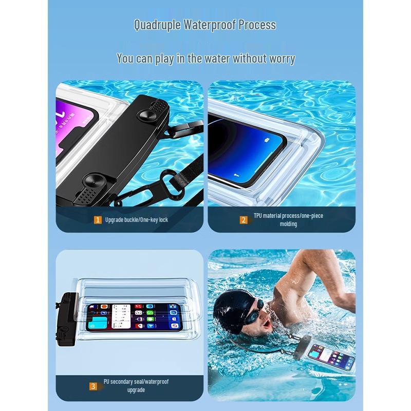 Waterproof Phone Pouch with Touch Screen & Neck Strap for Swimming, Rafting, and Rain - Take Pictures Underwater