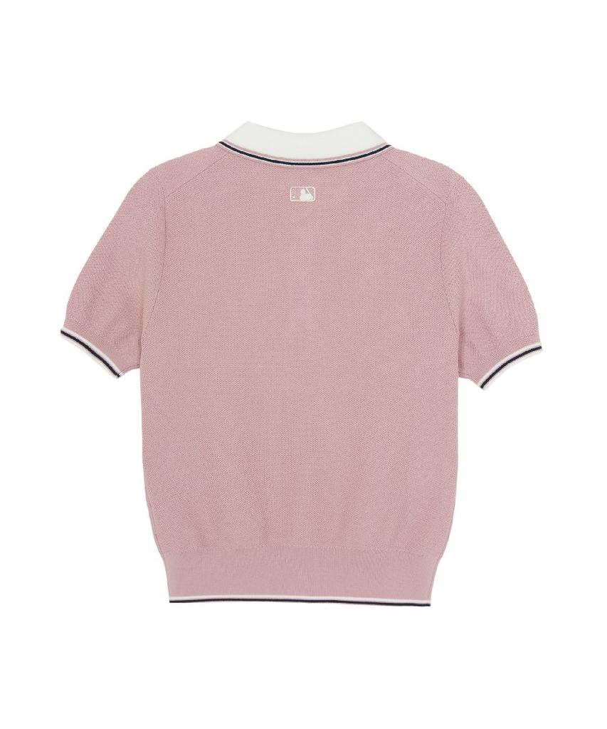 Emelbi Women'S Varsity Color Block Polo Short Sleeve Knit La (L.Pink)