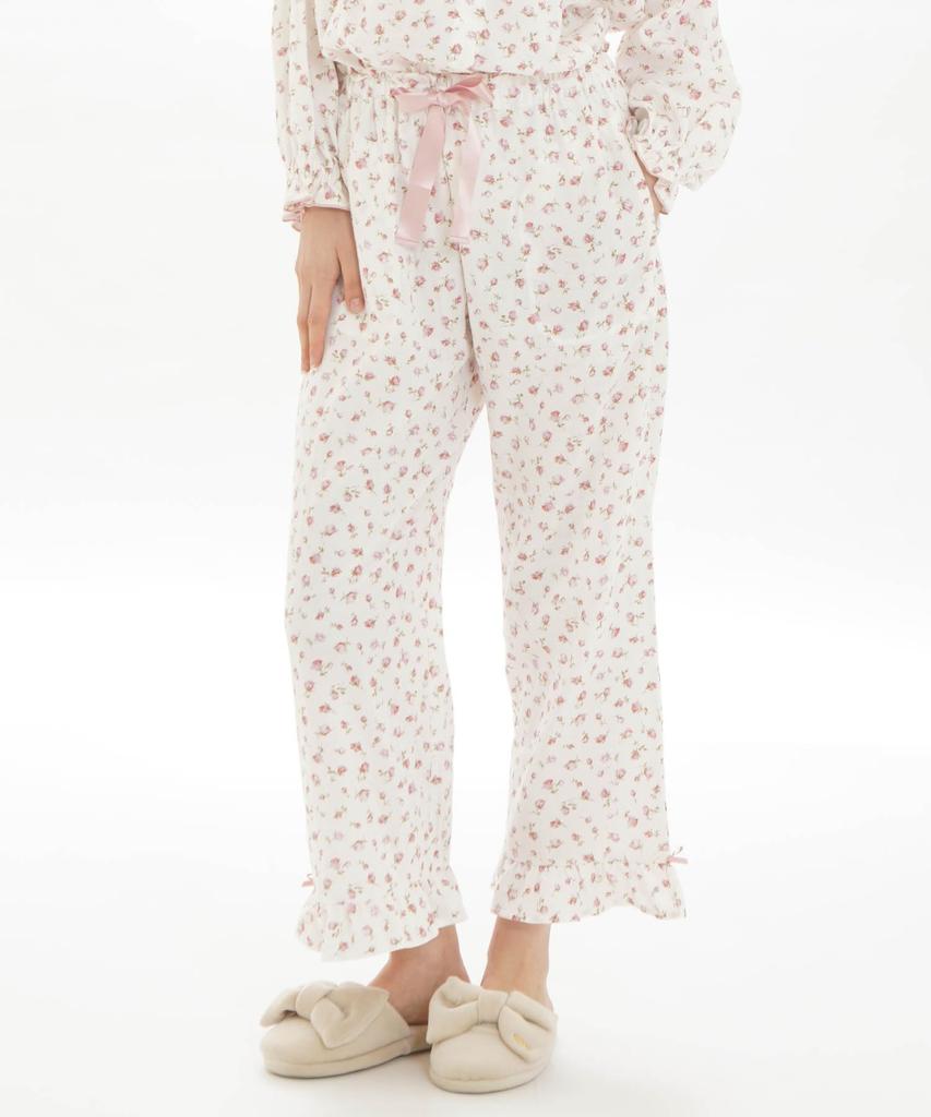 Narue Double Gauze Petite Rose Pajama Size White Women's Set, 50,