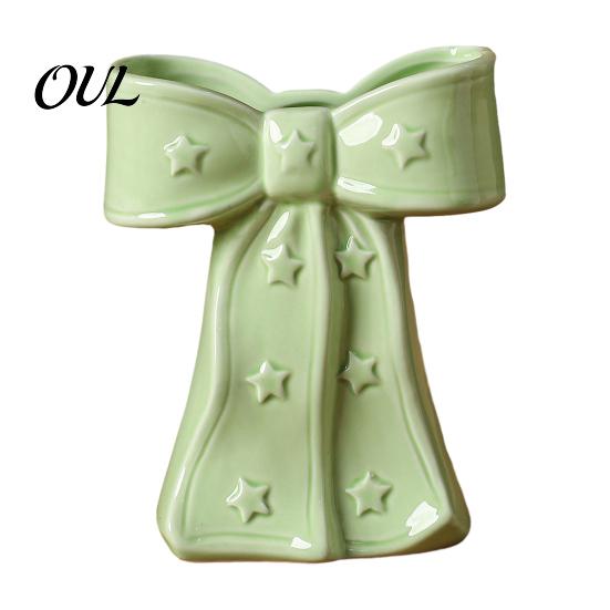 Elegant Ceramic Bud Vase Bow with Star, Decorative Flowers Vase, Creative Flower Modern Nordic Home Decor Arrangement Holder for Living Room