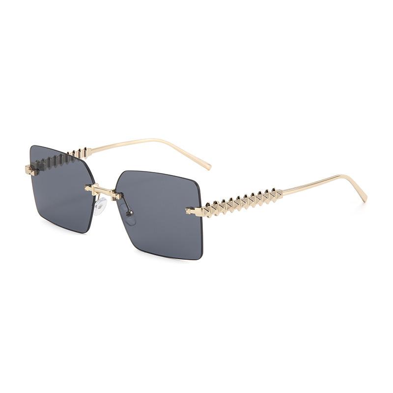European and American new high-end business square trimmed frameless sunglasses for men and women commuting light luxury advanced outdoor wear