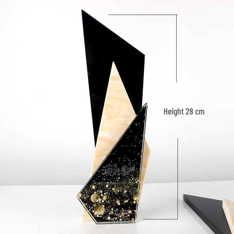 Creative Marble Colored Crystal Employee Award Trophy