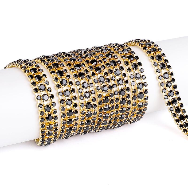 3 Reihen Krallenkette Ss8Ss16 Farbe Dichtes Strassband Strasskette Metall Glasbohrer DIY Schmuckzubehör