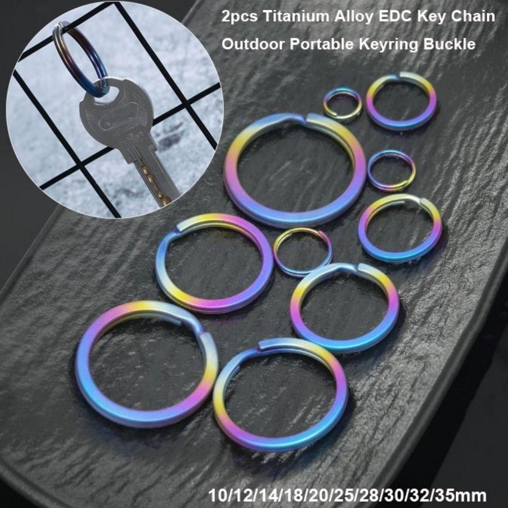 2pcs Multisizes Titanium Alloy EDC Key Chain Portable Key Holder  Camping Travel Hanging Tool