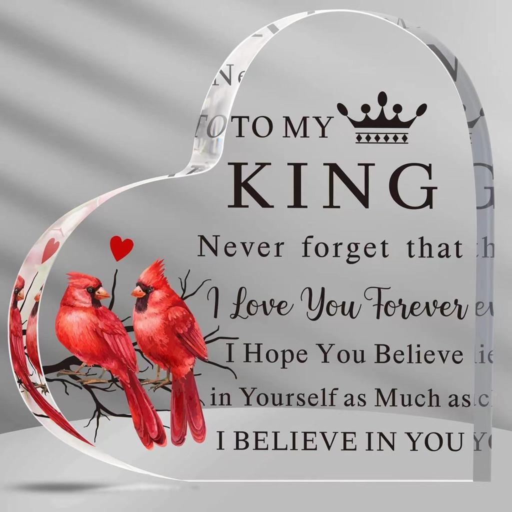 Heart Shape Acrylic Plaque Valentine's Day Gift Love Quote Keepsake for Wife Husband Couples Romantic Home Ornament