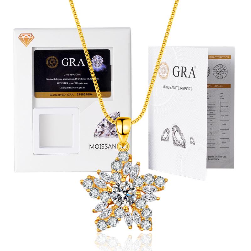 

Elegant Moissanite D Color Sterling Silver Pendant Necklace - One Carat Star Design for Women. 6A Cubic Zirconia Set