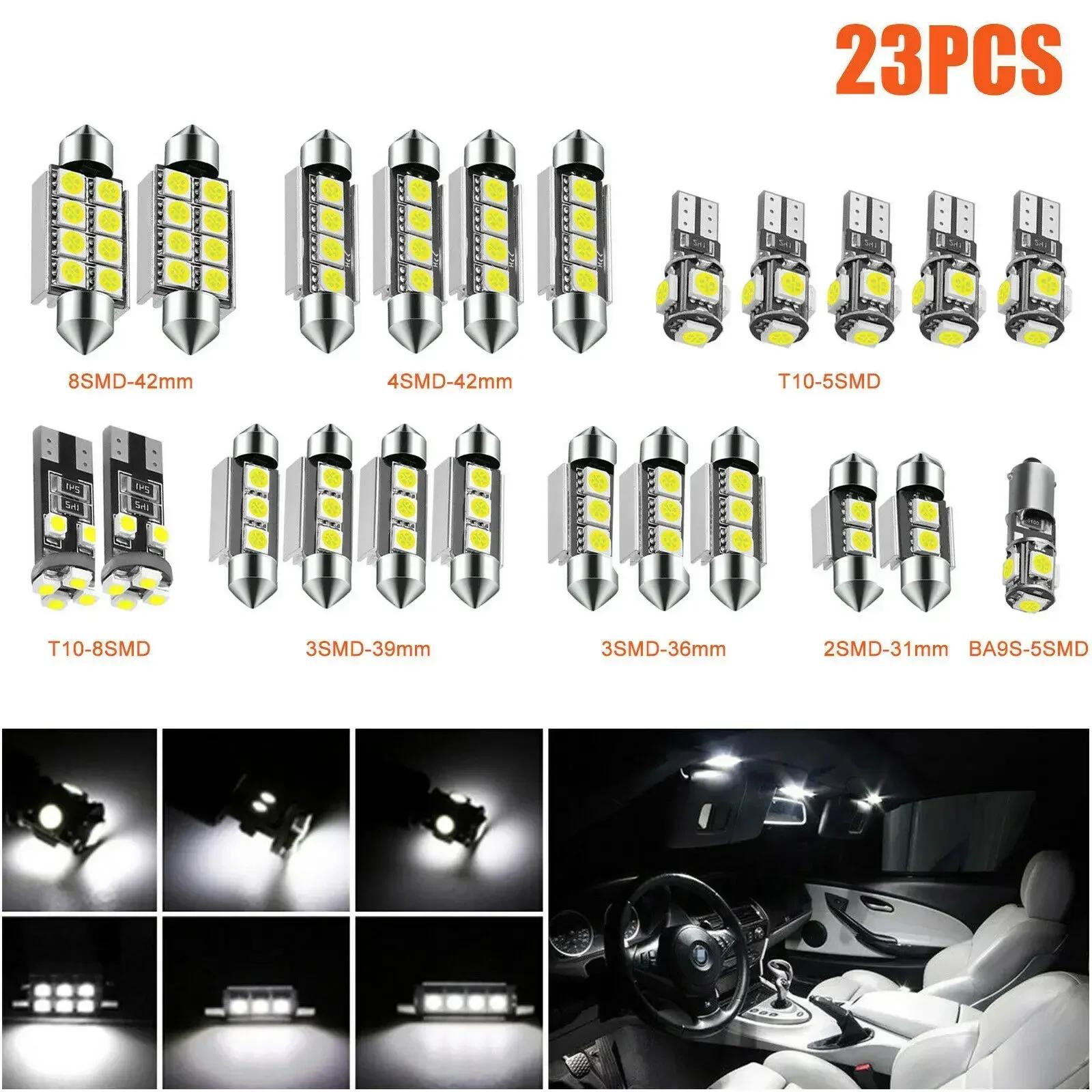 

23Pcs T10 5050 Car LED Light Bulb Interior Dome Trunk License Plate Lamps Kit White for Bmw E53 E60 E90 LED Lamp 23 PCS&6000K