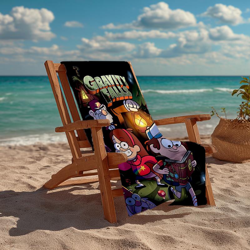 Ultra-weiches Strandtuch mit Gravity Falls Thema, Ideal für Pool - Camping, Tauchen - Perfekter Reisebegleiter, Lebendiges Strandtuch.