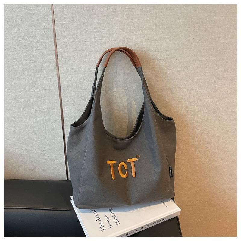 Canvas Bag Women's Large-capacity New Summer Versatile Casual Simple Shoulder Shopping Bag College Bag