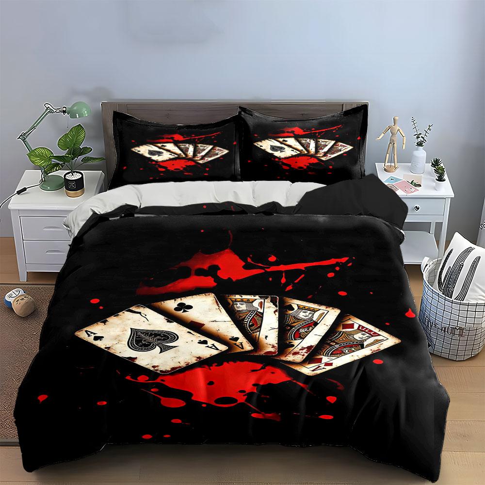 Playing cards with splashes. Bedding sets Duvet cover sets Duvet covers Pillowcases(1* Duvet Cover 2* Pillowcases without duvet insert)