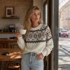 Autumn and winter new retro Nordic jacquard design daily stacking casual outer jacquard knitted sweater women