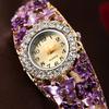 Dameblomst sommerfuglkjole Klokke Rundskive Rhinestone Armbånd Armbåndsur