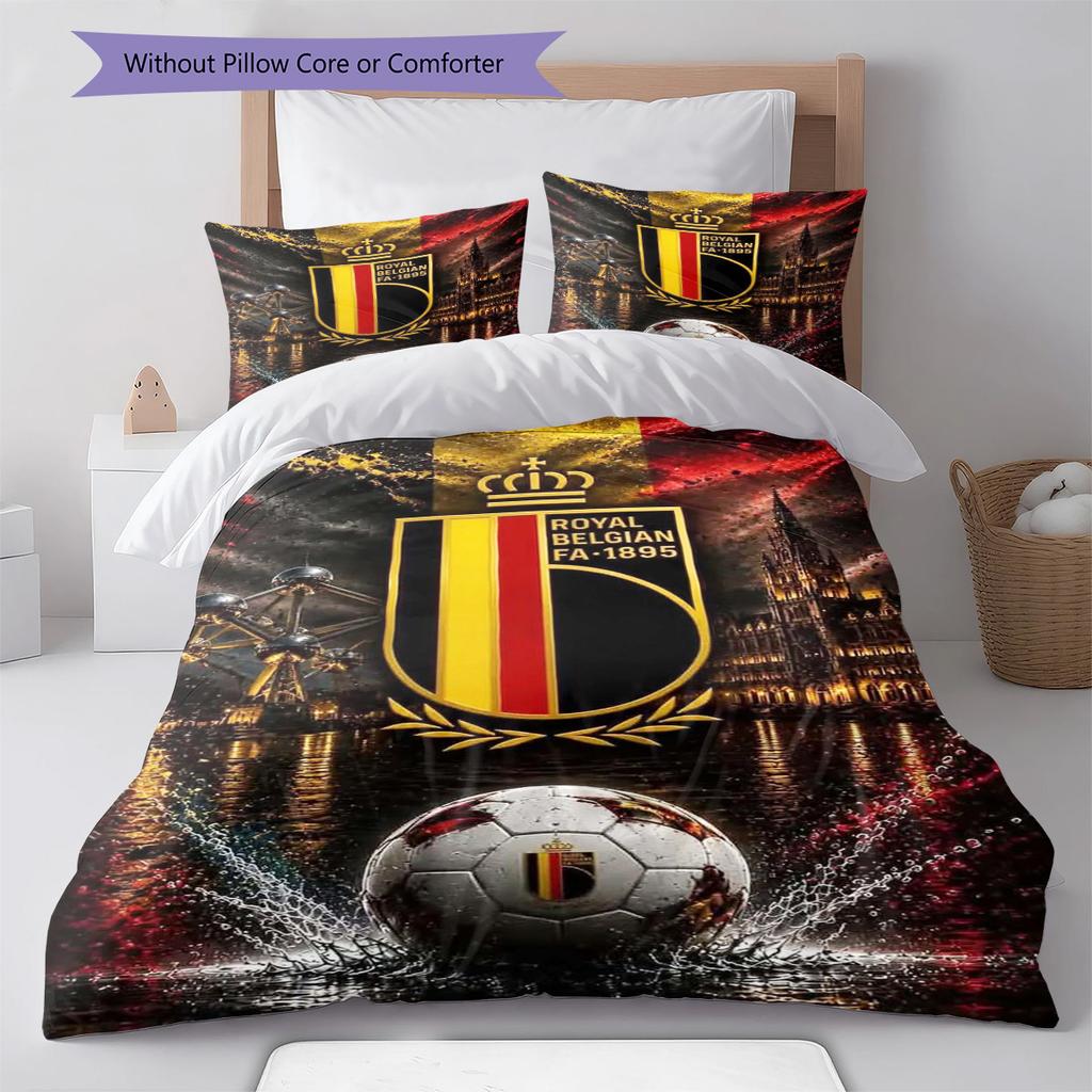 Belgium Pattern Bedding Set Quilt Cover Pillowcase Home Decor Gift (1 * duvet cover + 2 * pillowcase, without core)