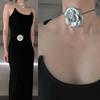 Vintage Flüssigmetall Blume Choker Halskette Langer Spitzenkragen Choker Temperament Halsband Schmuck Schlüsselbeinkette Halskette