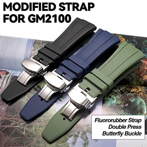 Waterproof, Flexible Watch Band, Fluorocarbon Rubber Strap with Butterfly Buckle, Customizable Watch Accessory for Casio and G-SHOCK GM2100/GM-2100B (