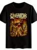 T-shirt Kreator Zombie Warrior Graphic - Black Heavy Metal Band Tee with Bold Yellow Lettering & Apocalyptic Battle Print