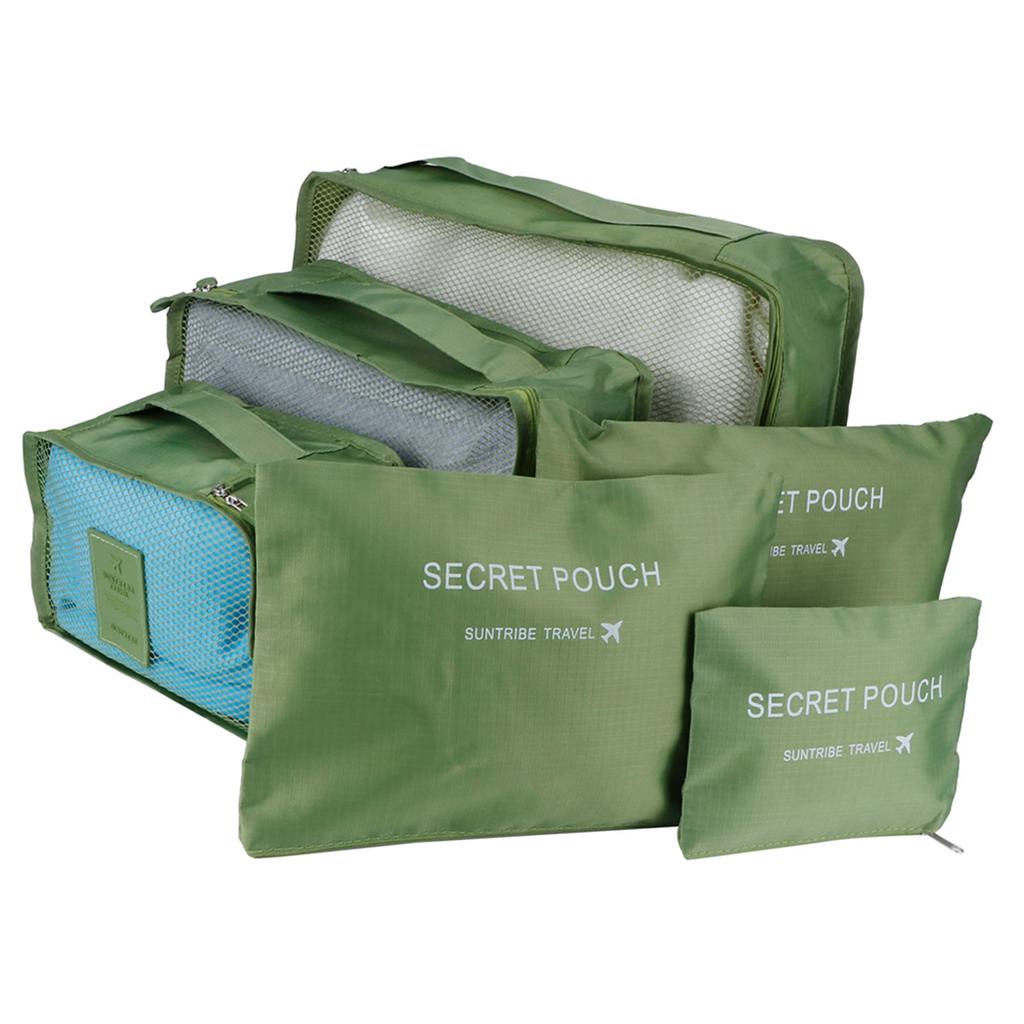 6Pcs/Set Storage Bag Clothing Sorting Bag Luggage Suitcase Packing Organizer for TravellingGreen