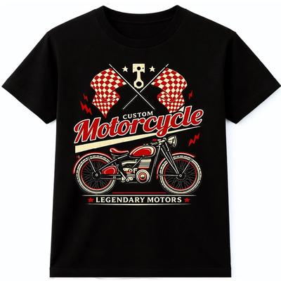 Motorrad Rennsport T-Shirt Vintage Bike Biker Fahrer Zielflaggen Grafik T-Shirt