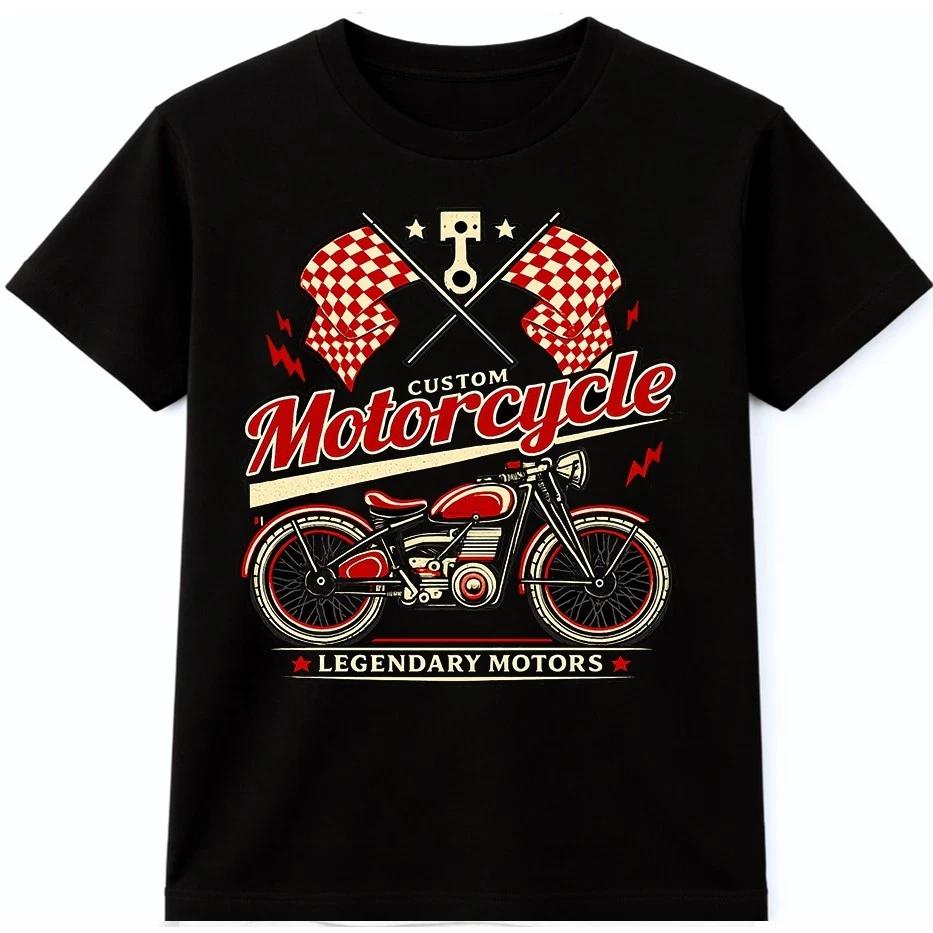 Motorcycle Racing T Shirt Vintage Bike Biker Rider Checkered Flags Graphic Tee XL