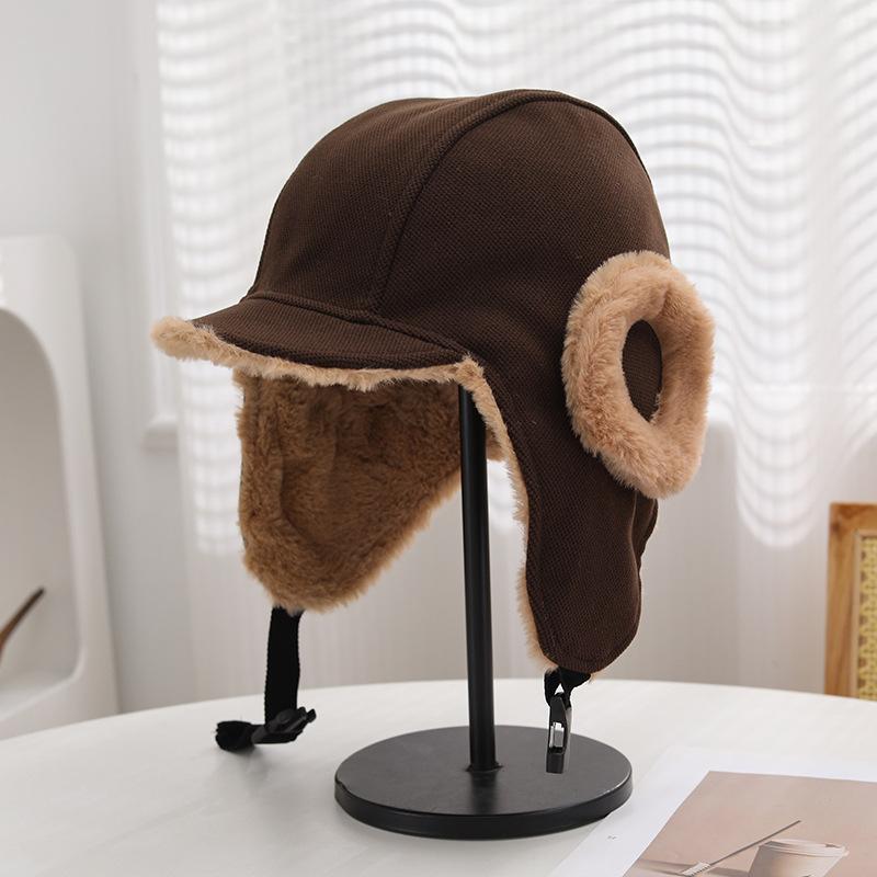 Suede Warm Plush Winter Men's and Women's Thickened Wind Cold Ear Cap Outdoor Ski Pilot