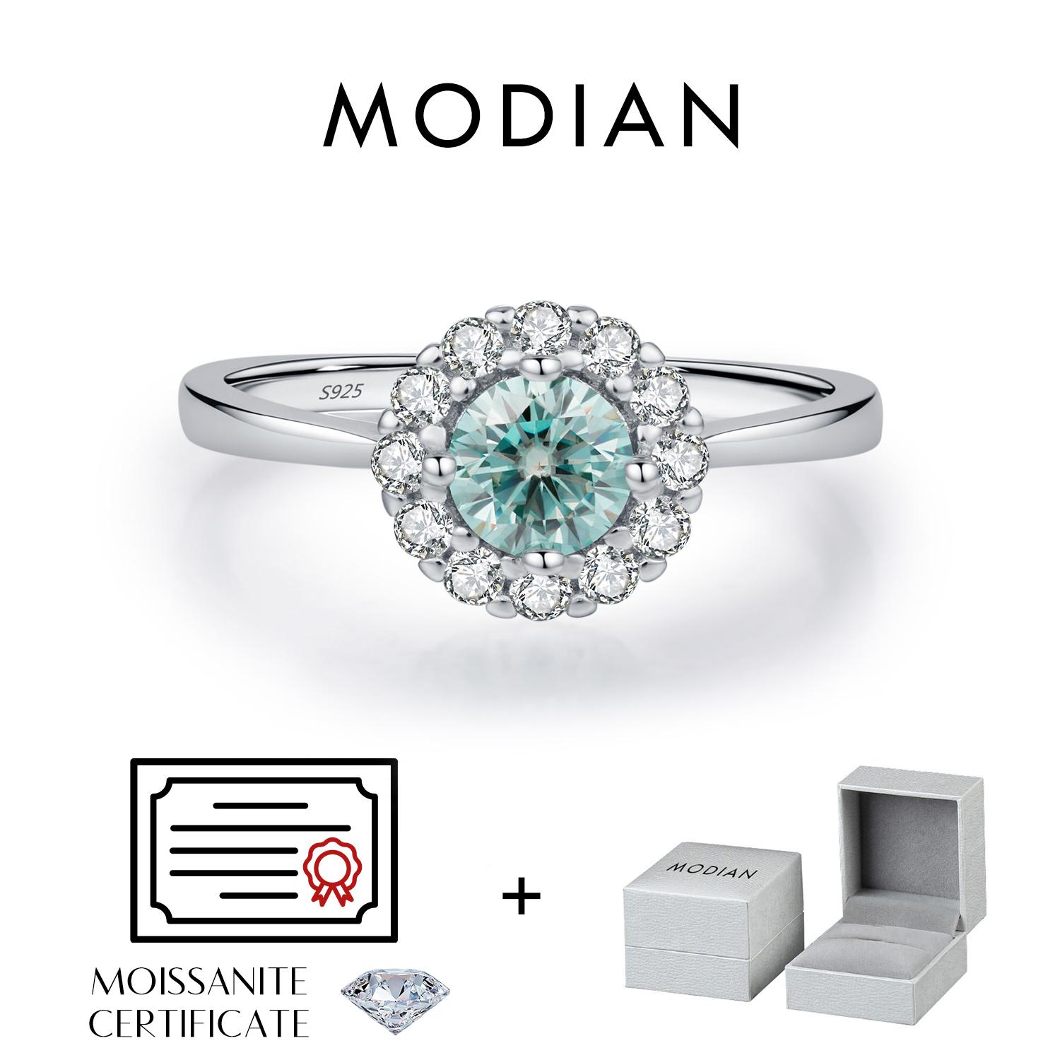 

D Color Green Teal Moissanite Halo Ring 925 Sterling Silver Trendy Elegant Finger Rings For Women Wedding Fine Jewelry 5