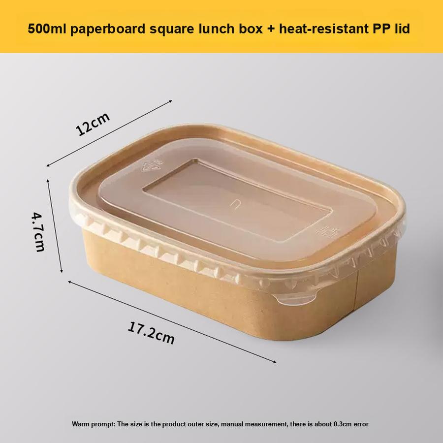 Disposable Paper Food Container for Camping Picnic, Square Takeout Bento Box with Microwave Safe Leak-Proof Bowl