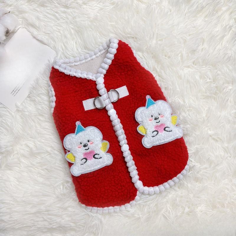 Winter and Autumn Thick and Warm Pet Dog and Cat Clothes, Suitable for Walking, Festive New Year Decoration