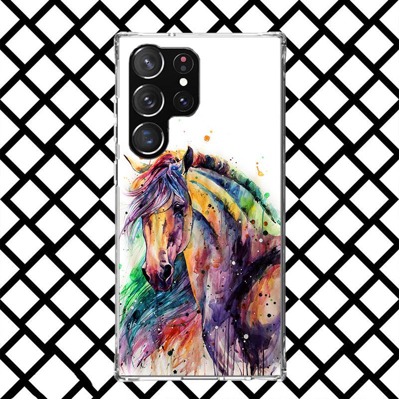 

Animal Oil Painting Horse Phone Case for Samsung Galaxy S26 S25 Edge S24 S23 Ultra S22 Plus S21 FE S20 + Soft Cover Print Fundas Samsung S23