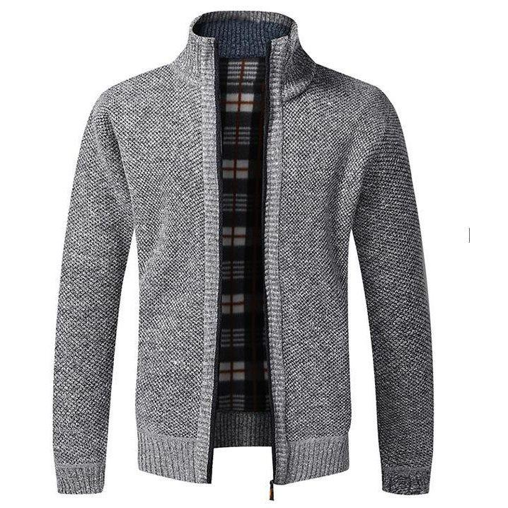 Autumn Winter Warm Cardigan Men Fleece Sweaters Full Zip Jackets Slim Fit Luxury Brand Knitted Sweater Coat American Jersey