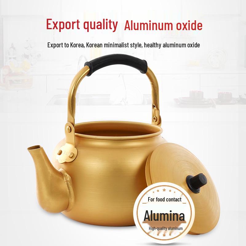 Yellow Aluminum Teapot Kettle: Large Capacity Korean Rice Wine Pot for Gas Stoves