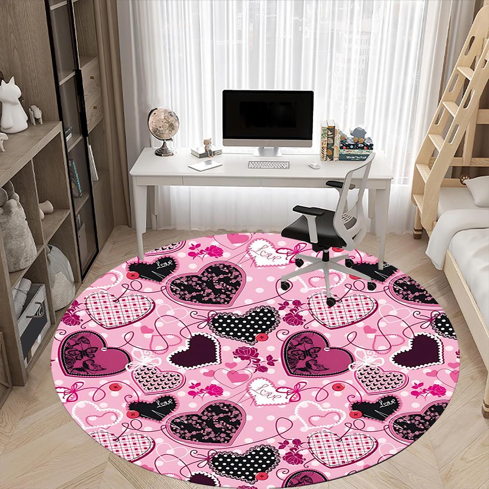1pc Heart LoveChair Carpet for Office, Indoor Non-Slip Washable Polyester Fiber Carpet, Mat For Office, Machine Washable
