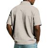 Men’s Short Sleeve Polo Shirt with Half Zip Collar USA Letter Print and Flag Embroidery Casual Fit Top