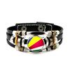 Factory National Country Flag Design Bracelet Crystal Bead Snap Button Sports National Team Jewelry Gift Leather Wrap Bracelet