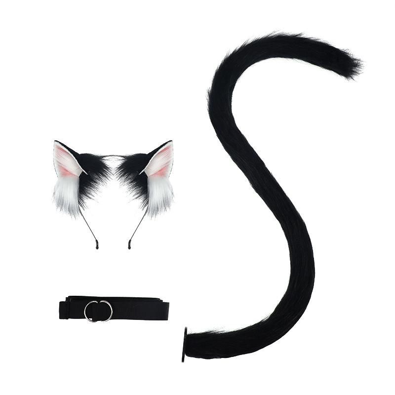 Handmade Plush Cat Ear Headband & Tail Set - Realistic Cosplay Props for Anime Conventions