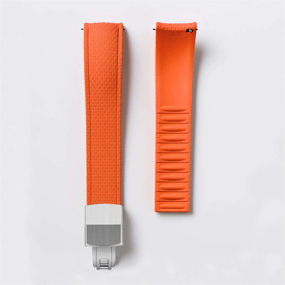 FKM Watch Band Fluoro Rubber Strap 18/19/20/21/22/24mm Quick Release Folding Clasp Cut To Size Replace Watch Bracelet for Men Women