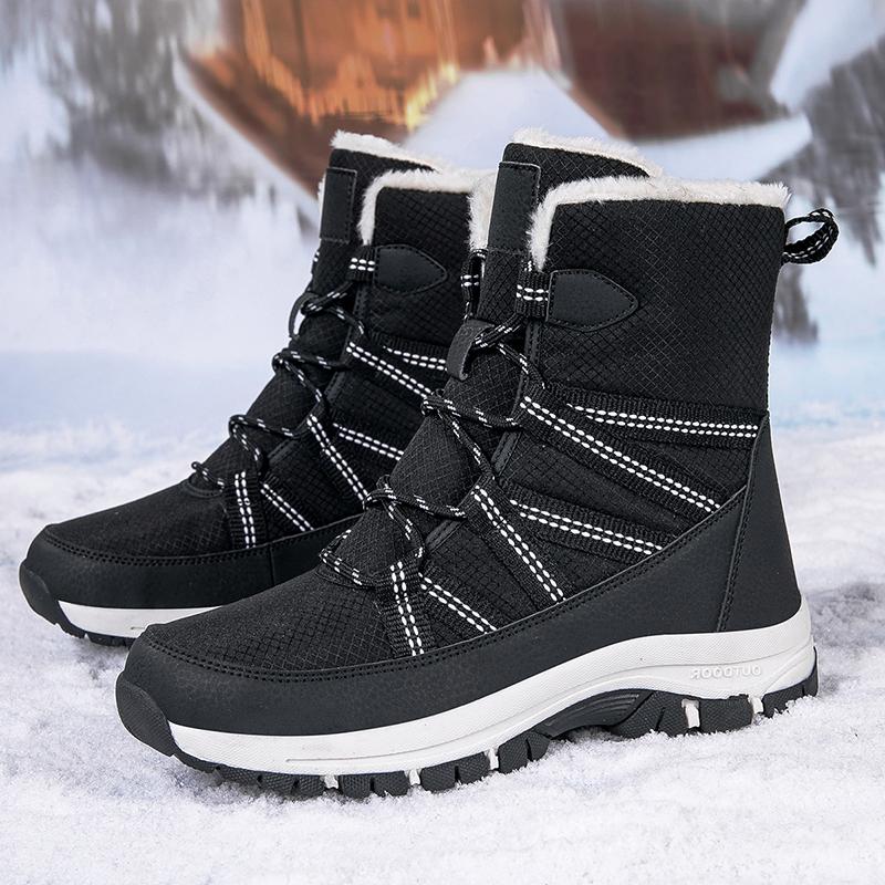 MCTIN Women Boots Winter Outdoor Shoes High-top Hiking Ankle Boots Snow Plush Male Shoes