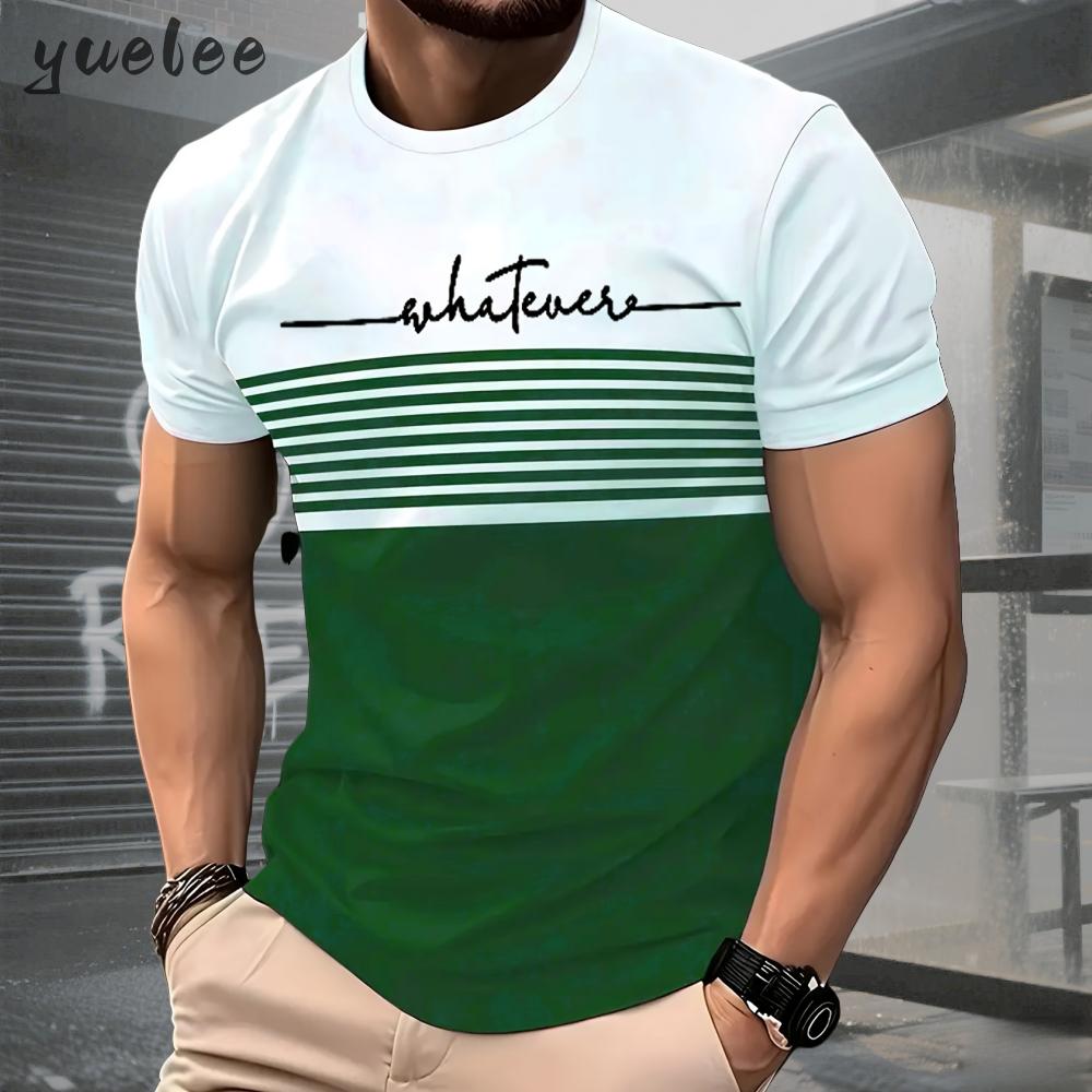 

Men s T-shirt Summer Fashion Short sleeved Top Stripe Printed Style Men s Clothing T-shirt Simple Men s Clothing 5XL