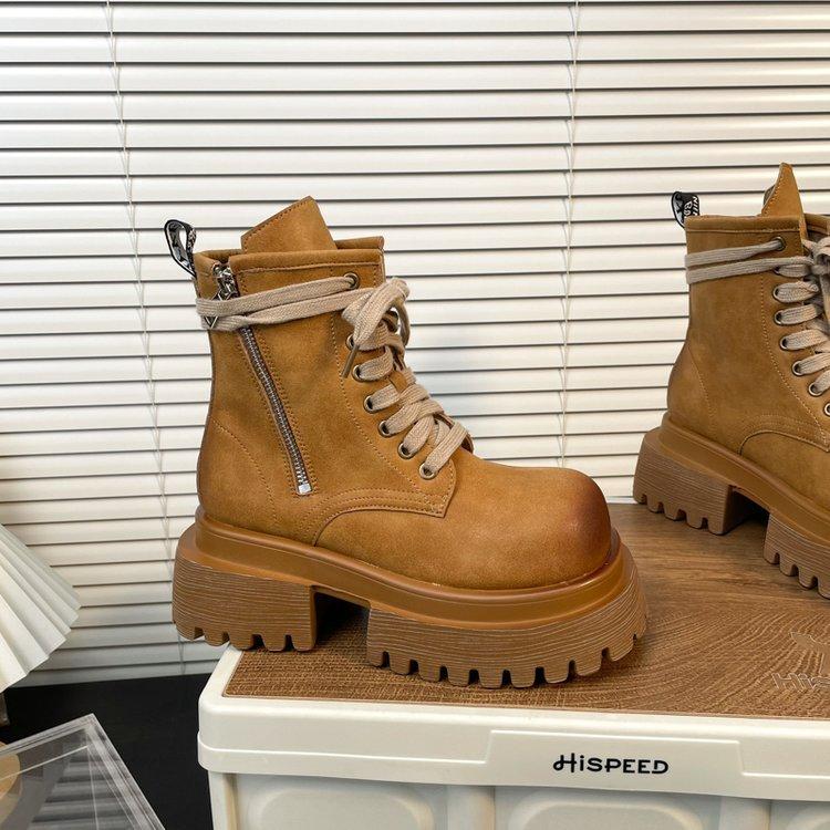 

Big yellow boots 2024 autumn new thick-soled short locomotive big head retro heightening tooling western boots Martin boots women 40 верблюд