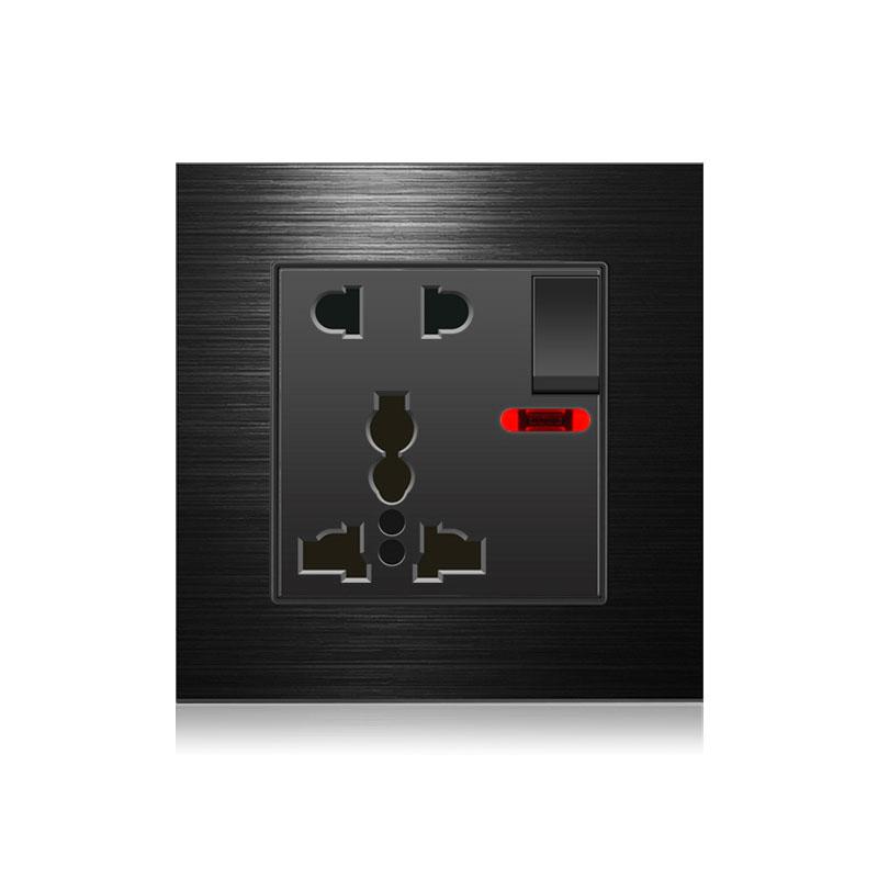 18W Type-C Fast Charging Universal 5-pin Dual Power Socket,Stainless Steel  Electrical Outlet with DC 5V 3.1A Type-c USB Charger