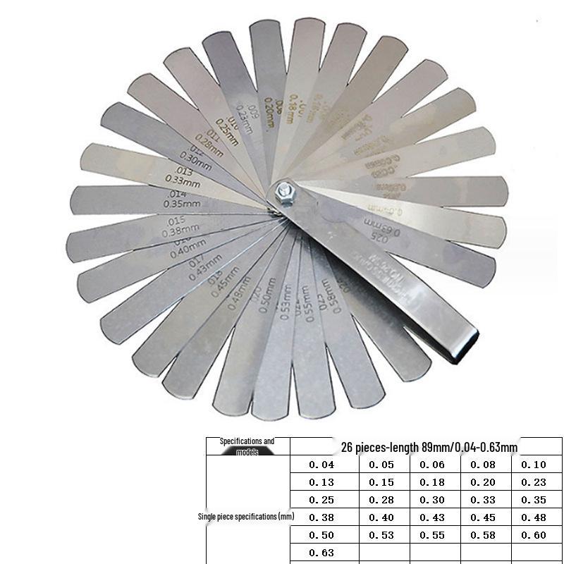 0.02-1.0mm Stainless Steel Feeler Gauge Set, 0.05mm Precision, 17 Blades, 100mm Length
