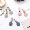 Women Sweet Temperament Geometric Irregular Cube Buttons Long Style Earrings