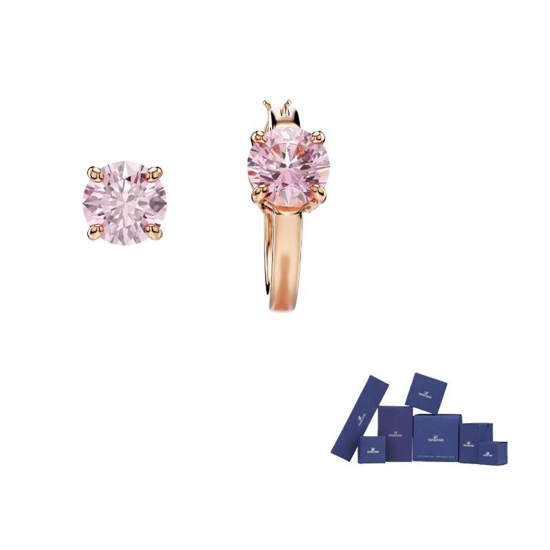 Swarovski Connexus Asymmetrical Design Cubic Zirconia Earrings Women earrings Pink 5691181