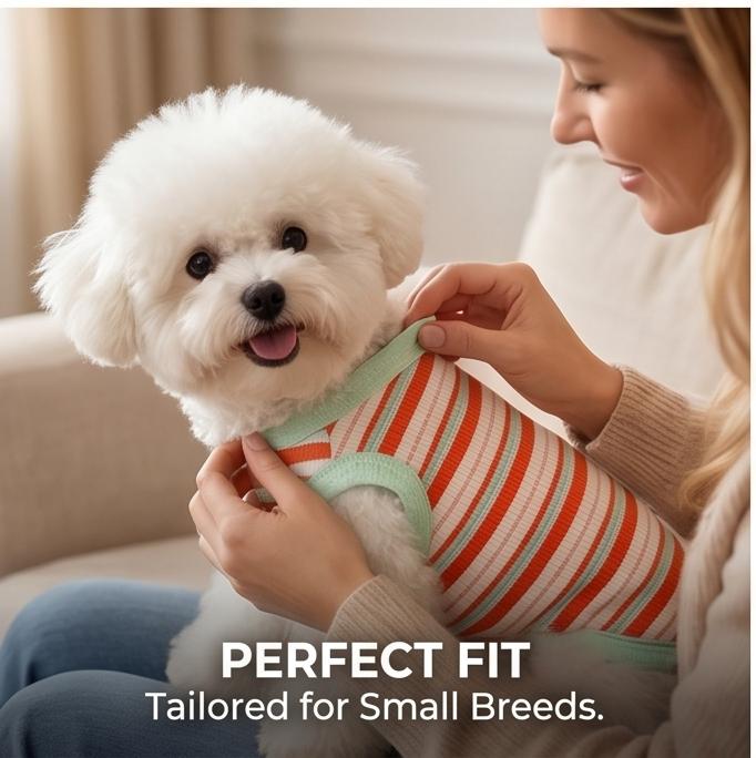 Breathable Striped Summer Dog Vest Lightweight Thin Pet Clothes for Small Dogs Teddy Bichon Yorkie Pomeranian for Outdoor Daily Wear