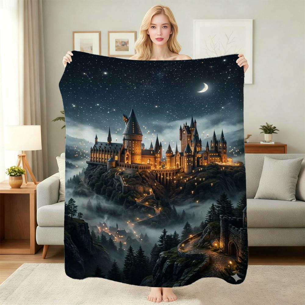 Hogwarts School Crest Flannel Blanket Comfortable Skinfriendly Fleece Blanket For Office Sofa Home Party Decor Memorial Gift
