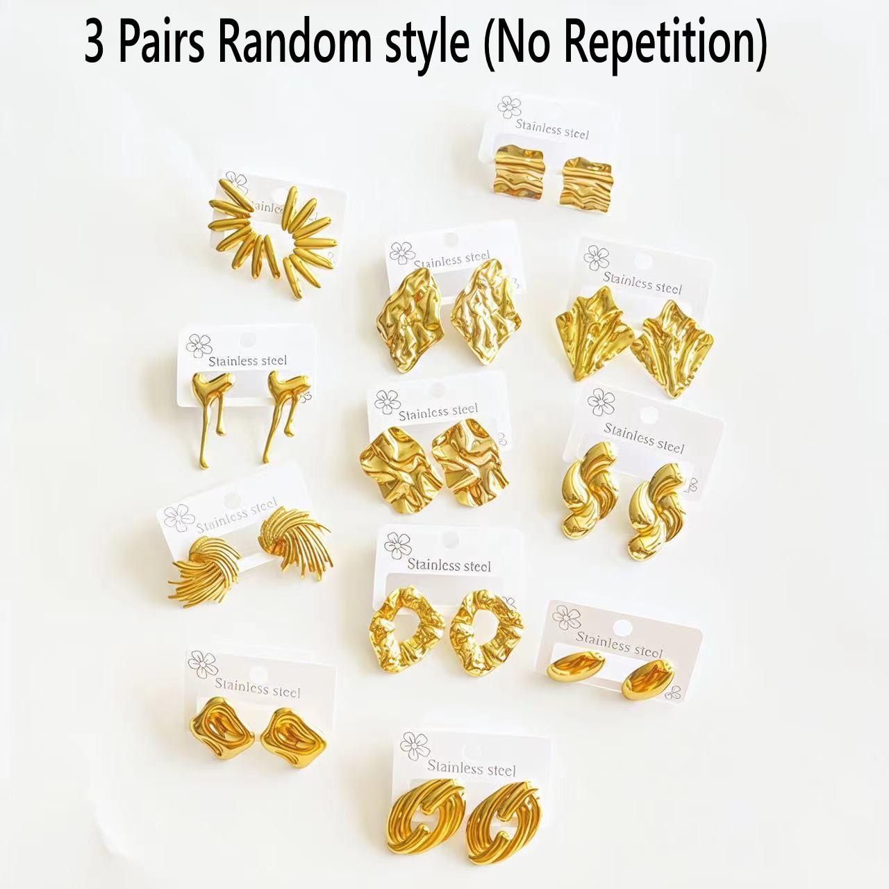 

Classic Multi-Style Vintage 18 Gold Plating Jewelry Stud Earrings Stainless Steel Geometric Bar Minimalist Earrings For Women