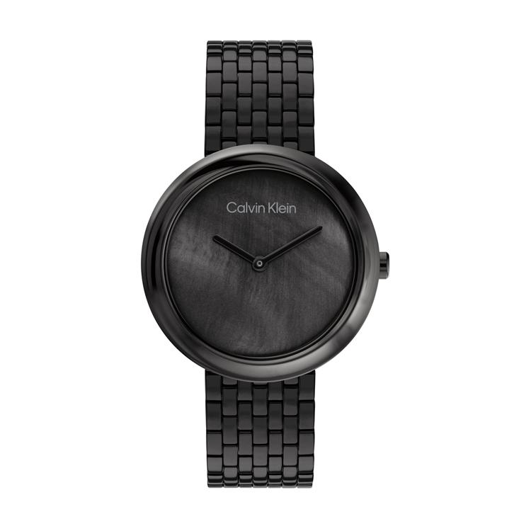 Calvin Klein Quartz Watch Stainless Steel Band Black Dial Women watches Silver 25200323 Black