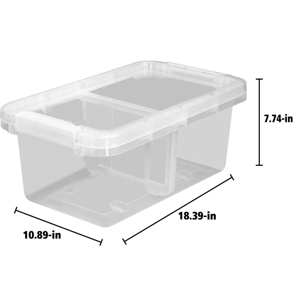 2 Pack Clear Storage Bin with Adjustable Divider Stackable Container Organizing Garage Bedroom Bathroom Closet Kids Room